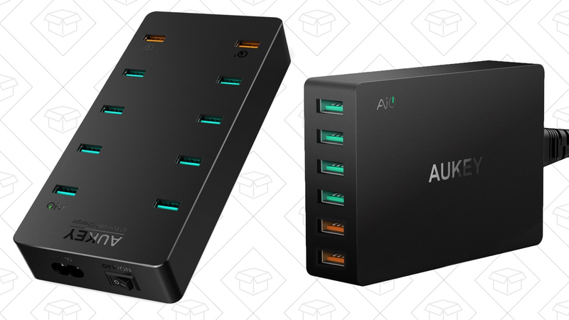 10-Port USB Hub with QC 3.0, $32 with code AUKEYTEN | 6-Port USB Hub with QC 3.0, $23 with code AUKEYWAL